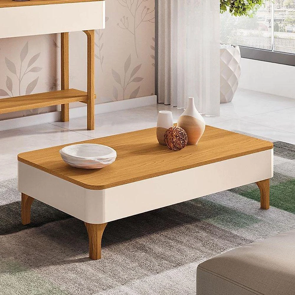 Home Suspenso Zenith Off White Cinamomo Com Mesa De Centro Liz Off White Cinamomo - Hb Móveis