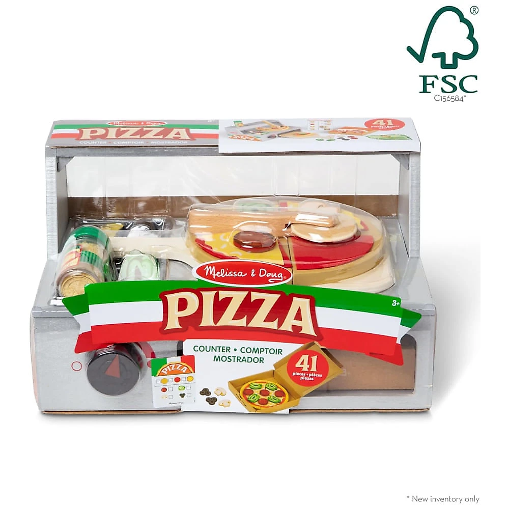 Jogo de Balcão de Pizzaria em Madeira com 41 Peças para Crianças Acima de 3 Anos, Melissa & Doug