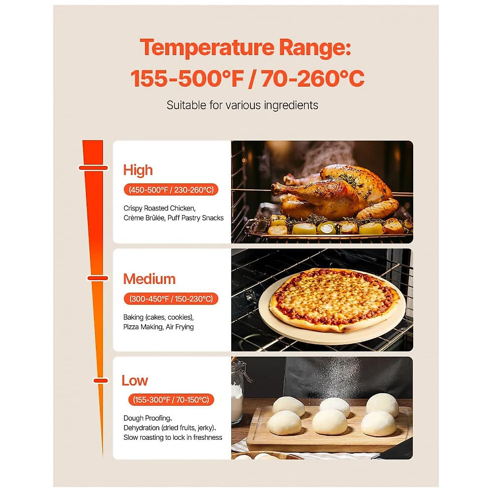 Forno Elétrico Convecção VEVOR 21L 3 Grelhas Inox Porta Vidro Temperado 110V