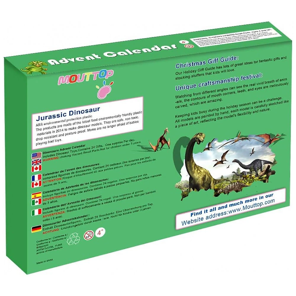 Calendário do advento de natal 2025 estatueta de dinossauro realista,Myouth