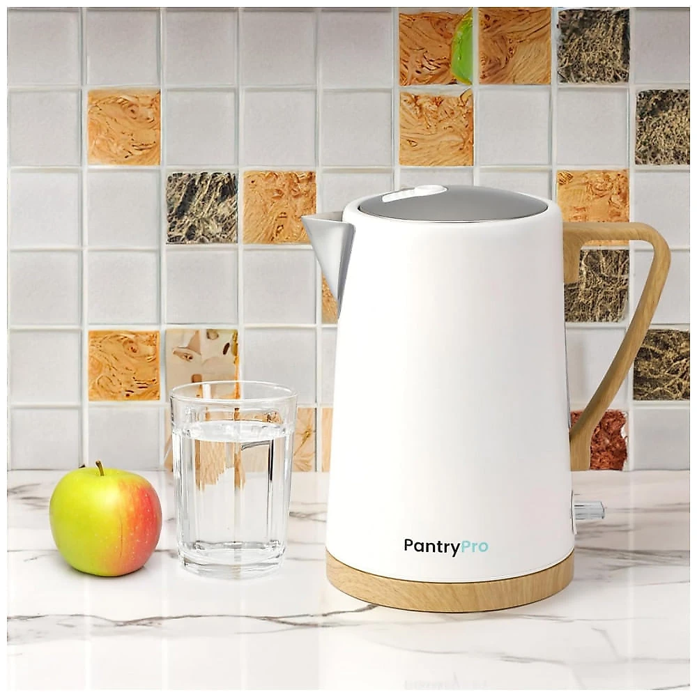 Chaleira elétrica inox PantryPro creme 1,7L 1500W fervedor rápido com desligamento automático P-12894, 110V