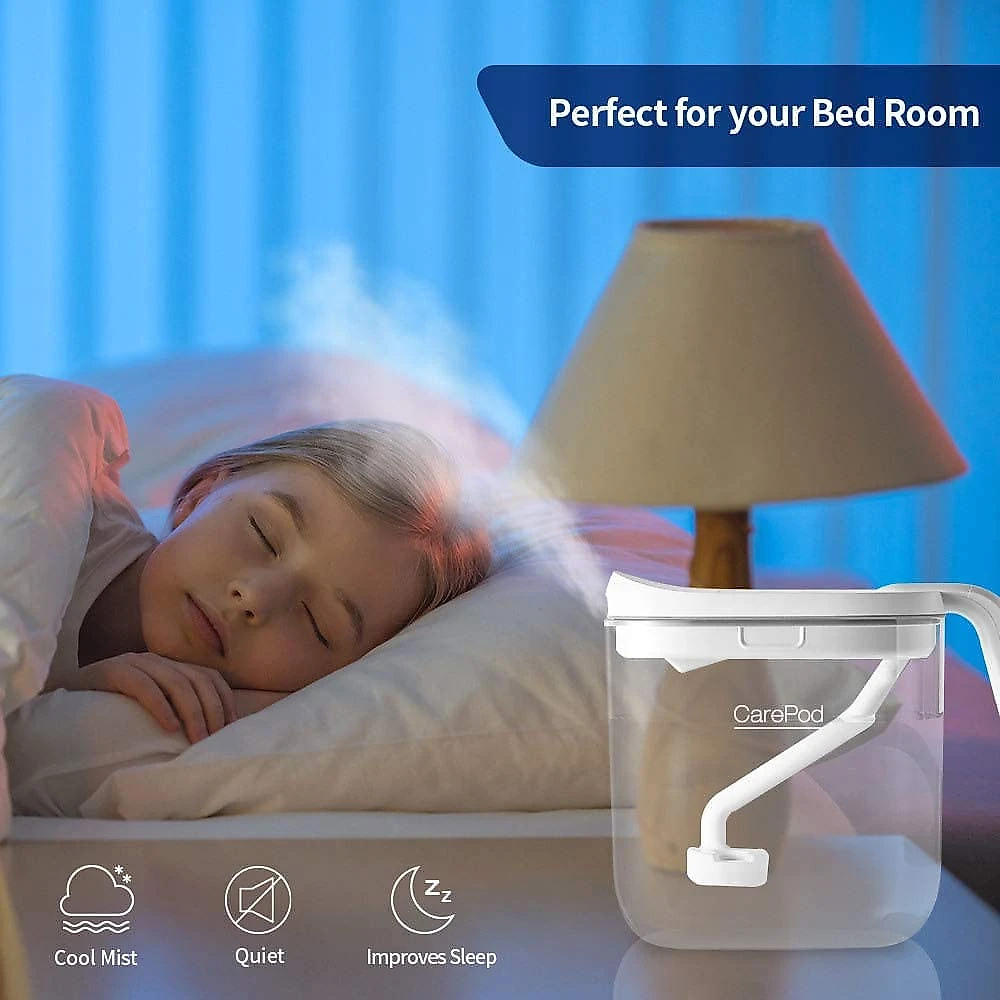 CarePod 21P Umidificador Ultrassônico Portátil 28L c Desligamento Automático Silencioso 110V Branco