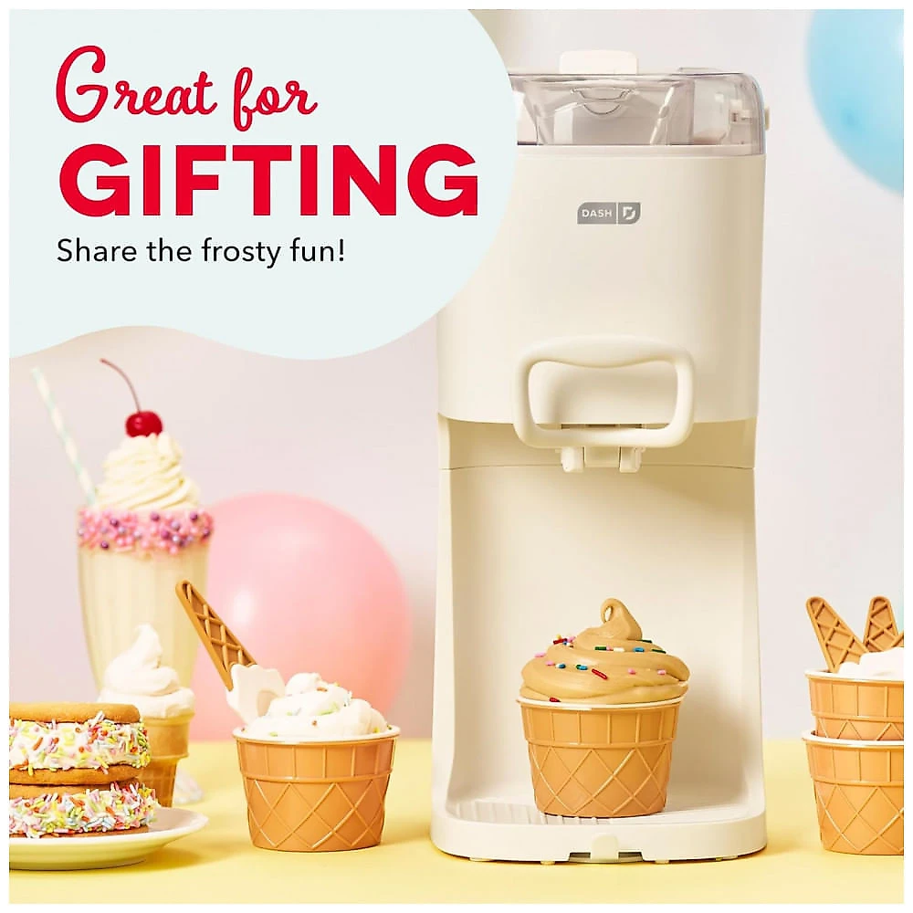DASH Máquina de Sorvete Soft Serve Compacta com Tigela Congelante Dupla Capacidade 1,9L para Sorvete, Froyo, Sorbet e Frutas