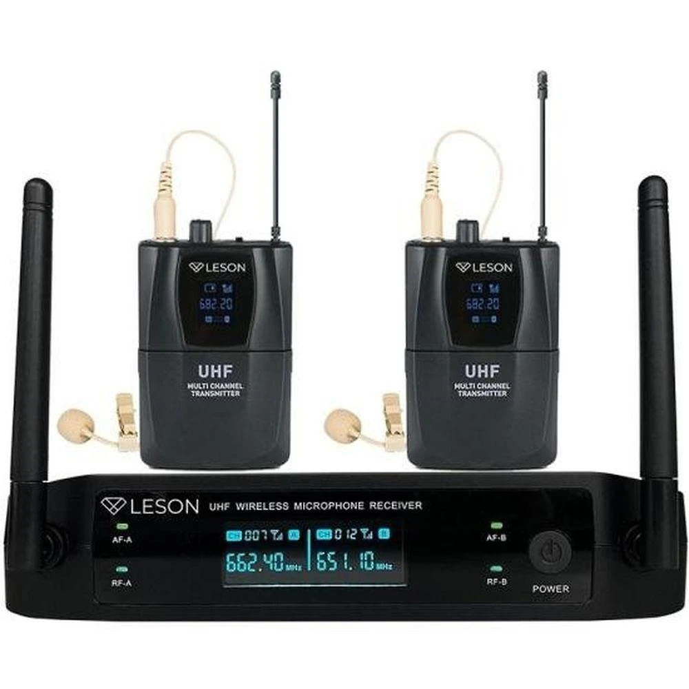 Sistema de Microfone Duplo sem Fio LS962 com Tecnologia Digital e Áudio Limpo Estável Preto Leson