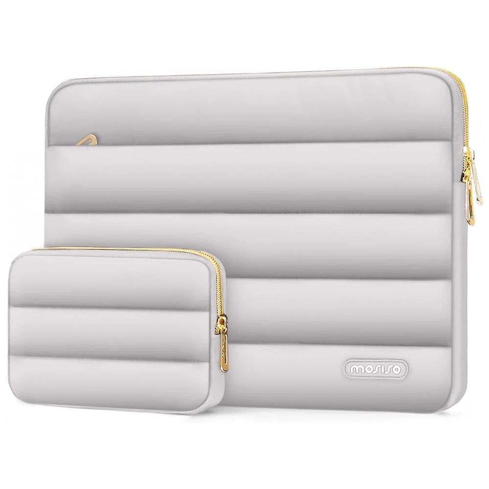 MOSISO 15-15,6" Capa Puff para Laptop com Bolsa Adicional, Compatível com MacBook Pro 16, HP, Dell, ASUS, Acer, Lenovo, Cinza