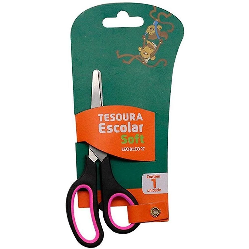 Tesoura Escolar Leonora Soft 14cm Encaixe 3 Dedos 12 Unidades Sortidas