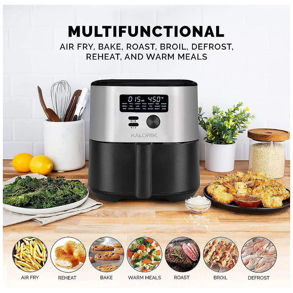 Fritadeira Elétrica Air Fryer 7L com Display LED, 21 Predefinições e Livro deRreceitas, 1750W, Kalorik FT50930OW, Pr...
