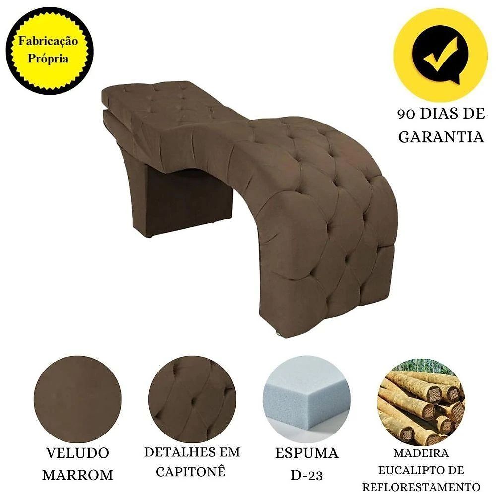 Maca Estética Estofada Reclinável Ergonômica Spa Veludo Yara Cor:marrom