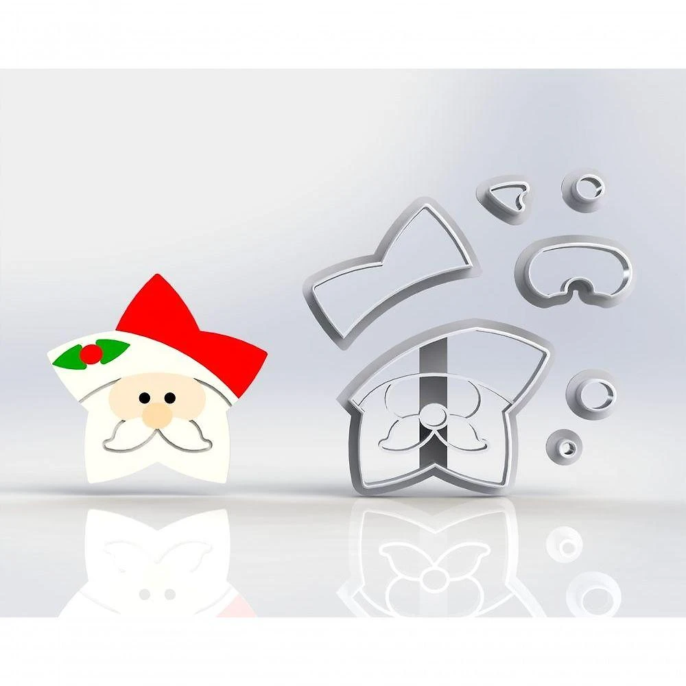 Cortador Papai Noel Plástico PLA 6CM Transparente 1 Unidade HB Formas e Cortadores