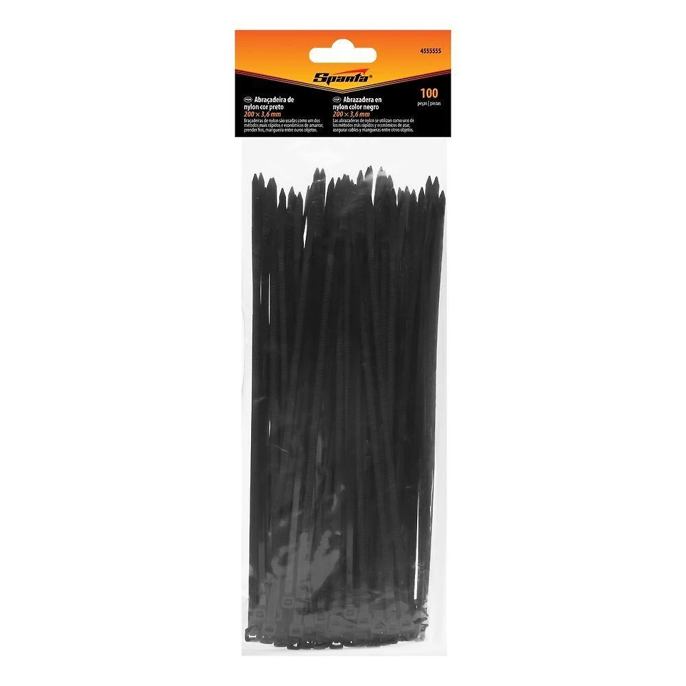 Abraçadeira de Plástico 4555555 200mm X 3,6mm 100 Unidades Preta Sparta Ferramentas