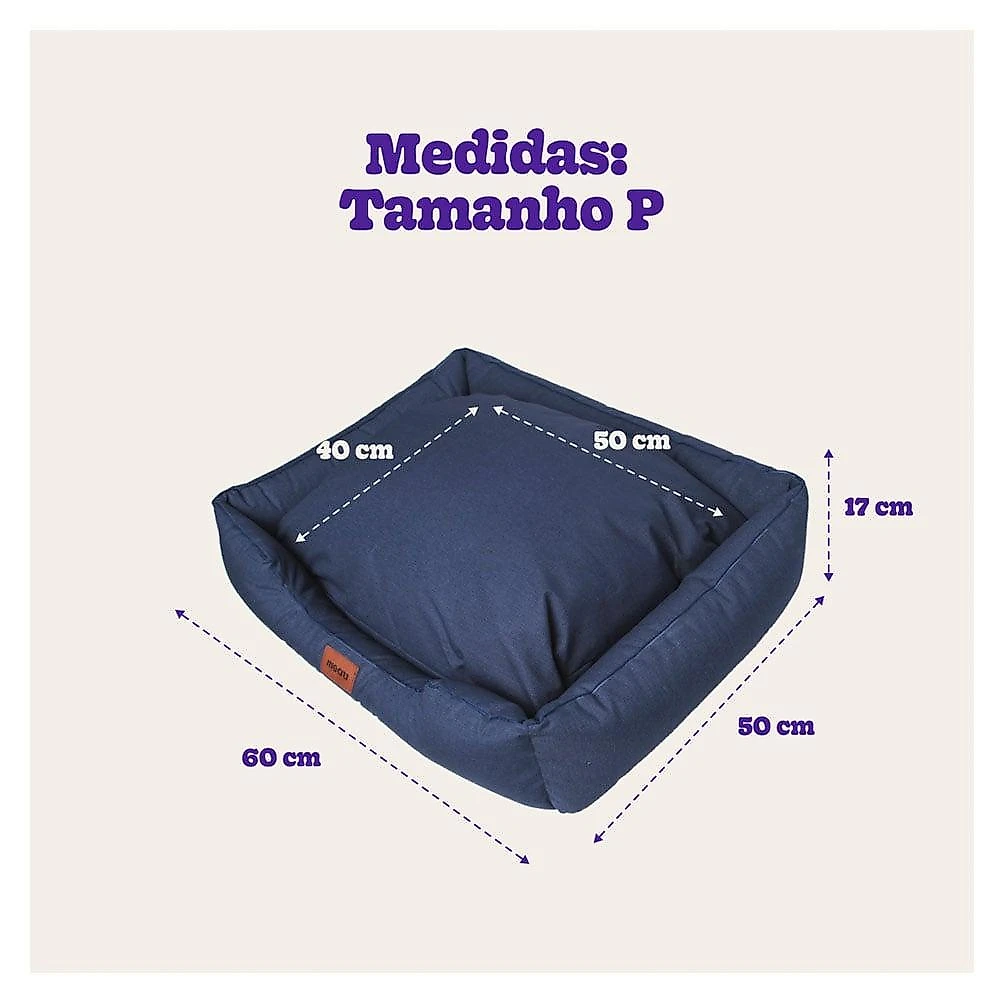 Cama Meau Retangular Impermeável Azul Marinho - Tam. P