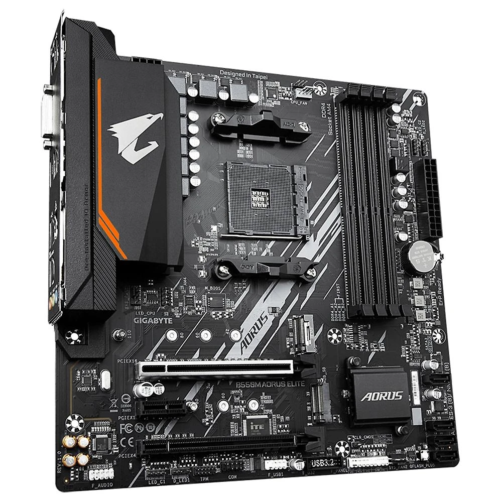 Miniatura Placa-Mãe Gigabyte B550M Aorus Elite Rev. 1.3, AMD AM4, Micro ATX, DDR4, Preto - B550M AORUS ELITE