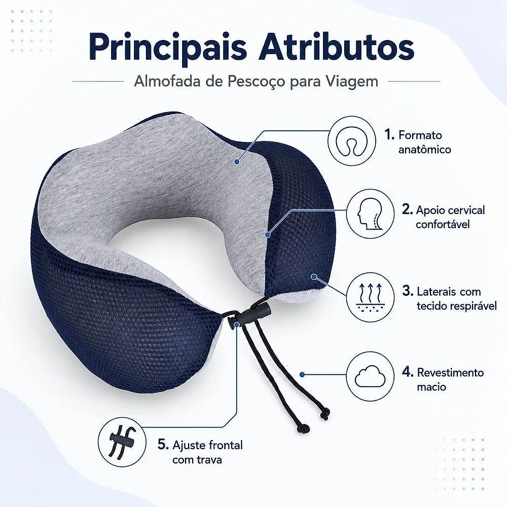 Almofada de Pescoço para Viagem Viscoelástico Apoio Cervical Polo King
