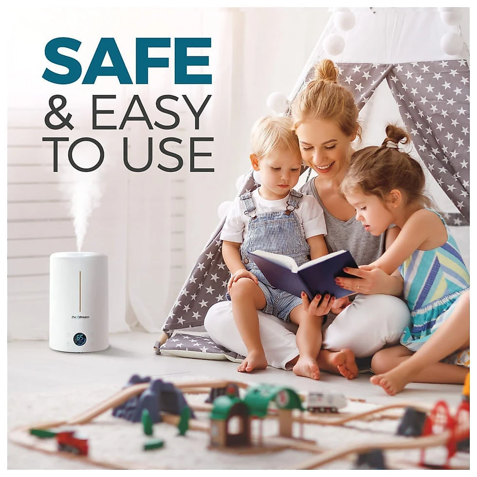 Umidificador Ultrassônico Portátil PurSteam 5L até 20H com Temporizador e Visor Digital, Branco