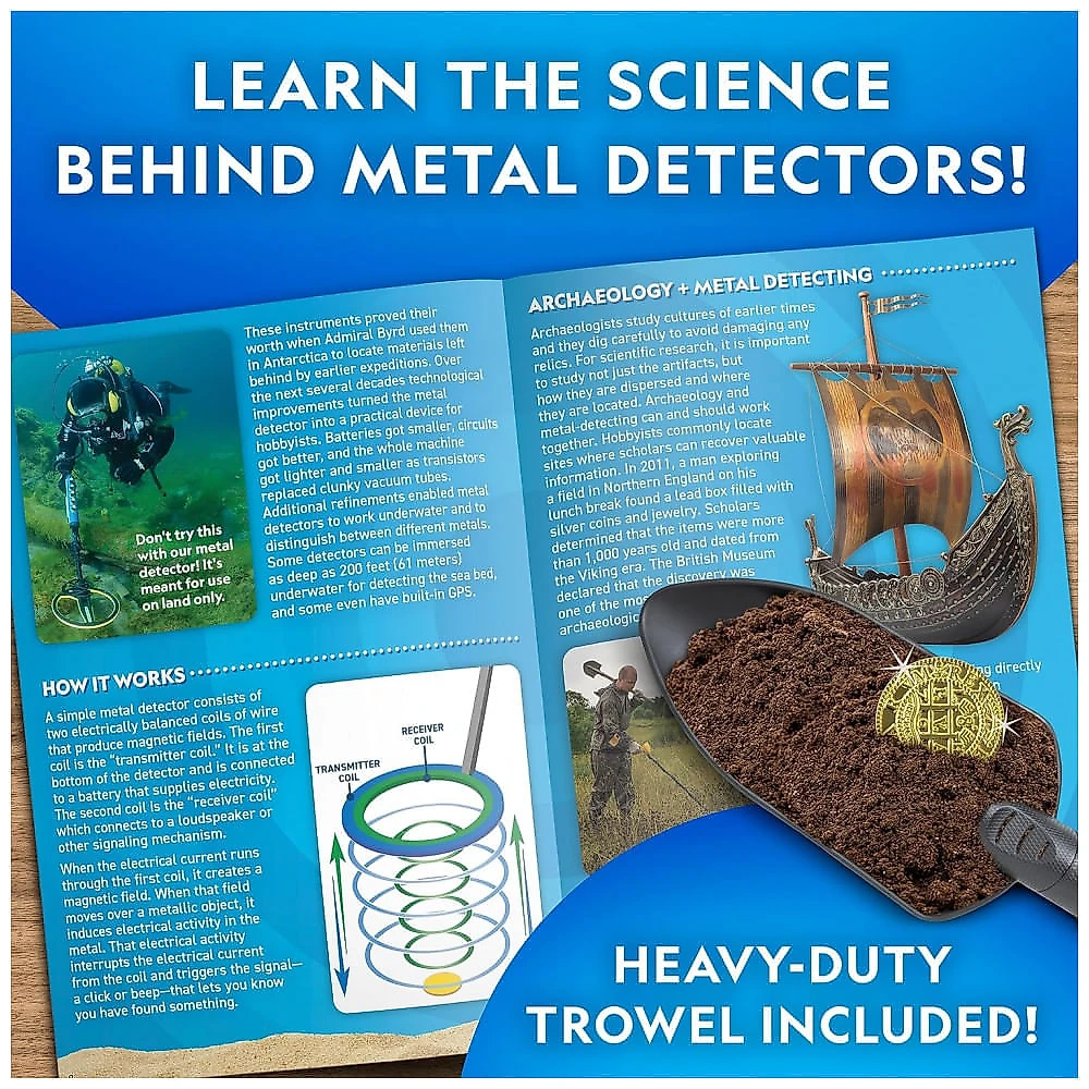 Detector de Metais Iniciantes – Kit STEM para Crianças, Busca de Tesouros no Quintal e Praia, Presente Criativo, National Geographic