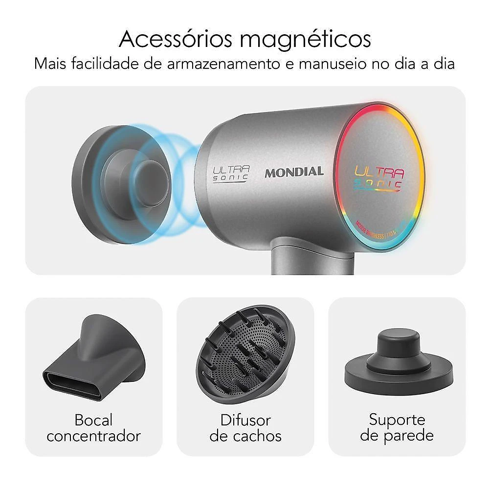 Secador mondial ultra sonic scp-01-us bldc com led 110v