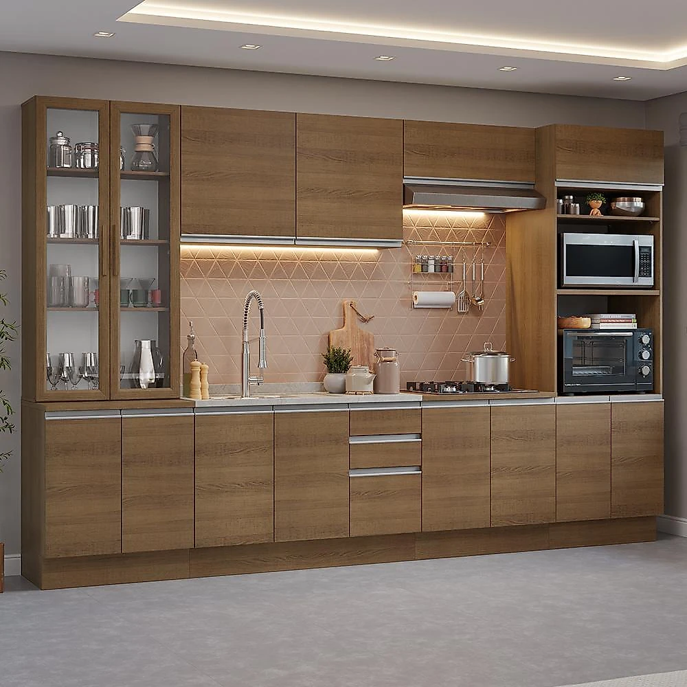 Armário de cozinha completa 340cm rustic glamy madesa 01