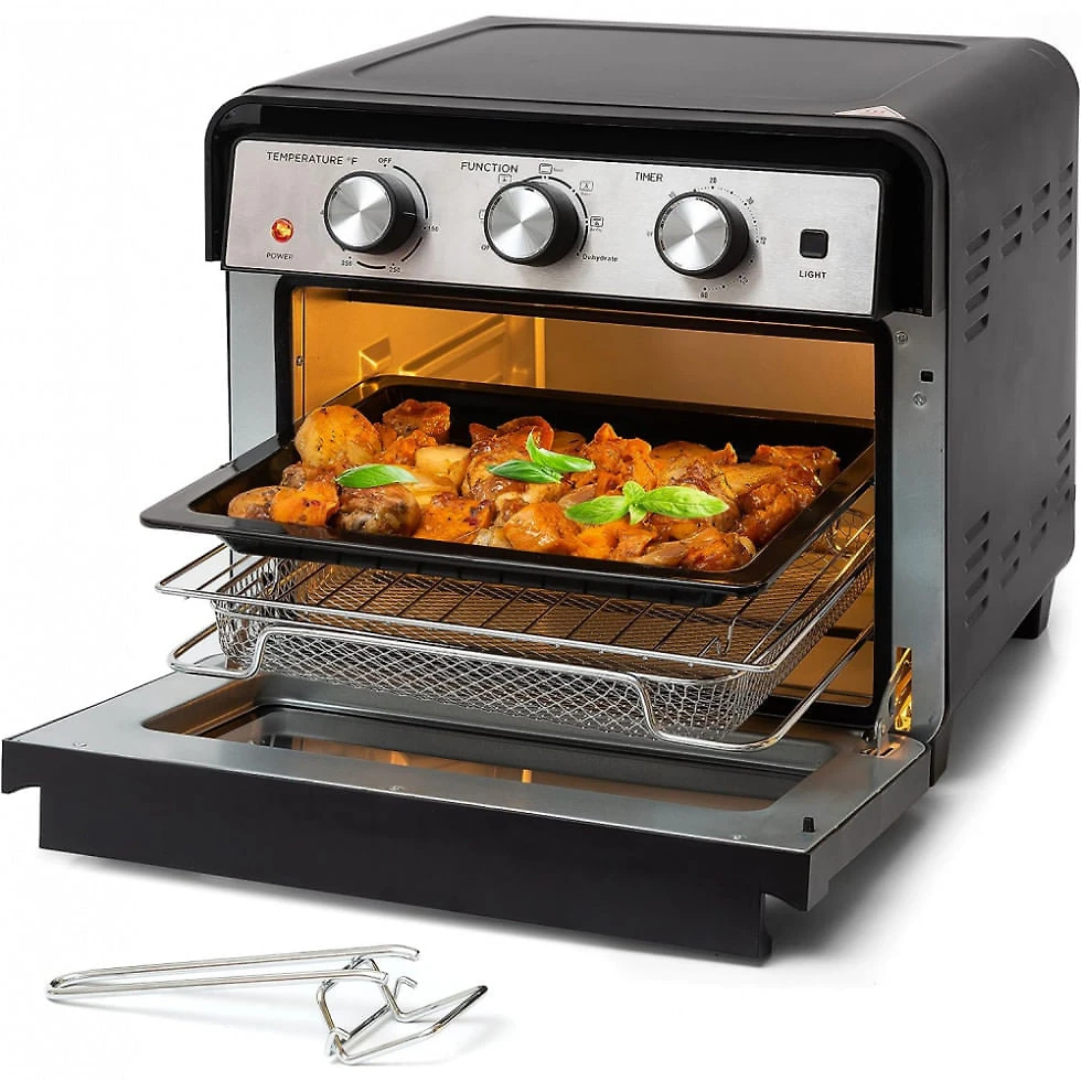Forno Elétrico de Bancada 22 Litros 6 em 1 com Função Airfryer, Aço Inoxidável, 110V 1700W, Moss Stone, Preto