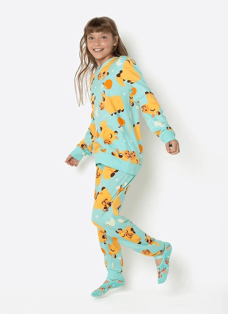 Pijama manga longa ultra visco unissex teen capivara vibes 10