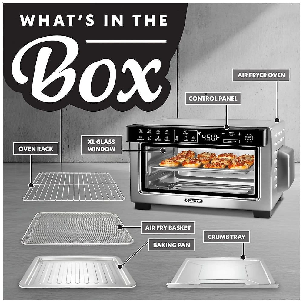 Forno Elétrico Tostador Gourmia Inox Digital Air Fryer 10L Convecção 12 Programas 1000W 110V