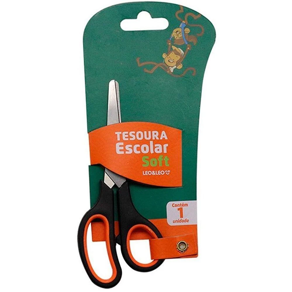 Tesoura Escolar Leonora Soft 14cm Encaixe 3 Dedos 12 Unidades Sortidas