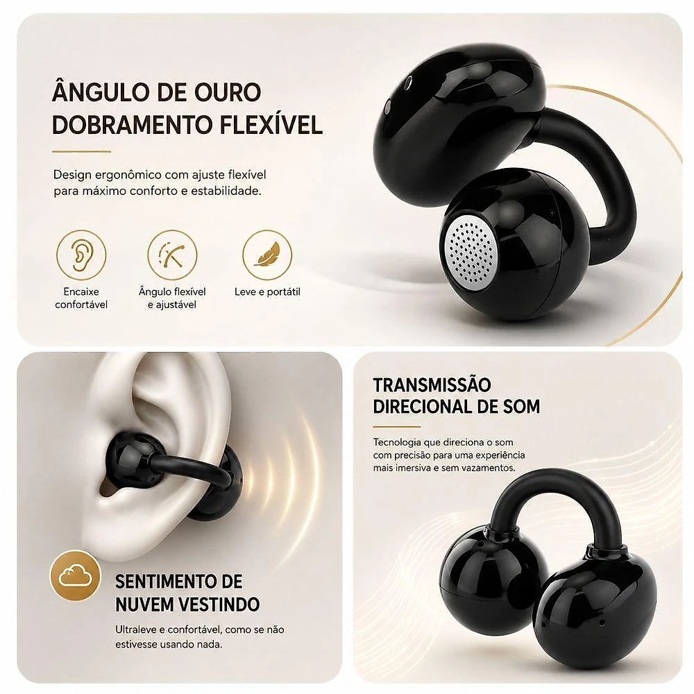 Fone de Ouvido sem Fio Bluetooth Inova FON-13025D Open-Ear com Som Espacial Aprimorado Preto