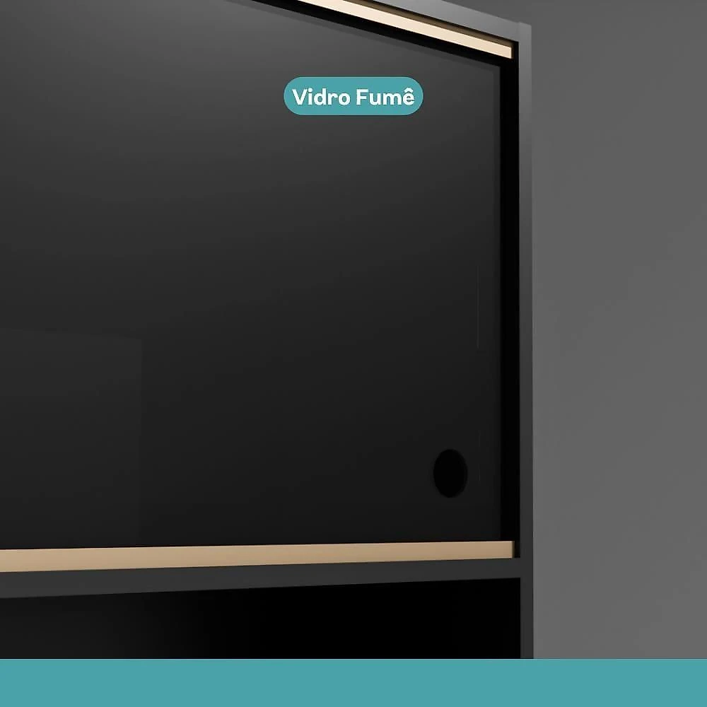 Cozinha Completa Atlanta Next 18 Portas 2 Gavetas MDP 555CM Preto Touch Carraro