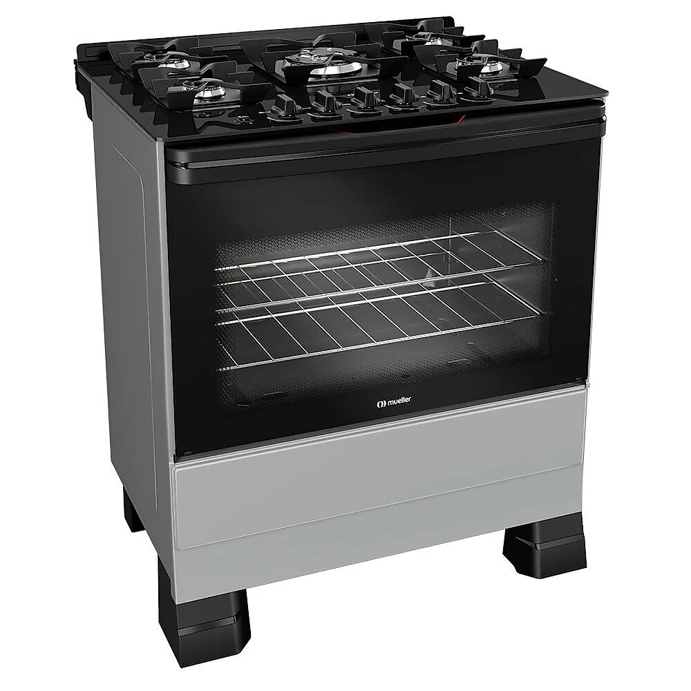 Fogão a Gás 5 Bocas Mueller, Mesa de Vidro - MFV5BF Titanio - 004487/2015 - Bivolt