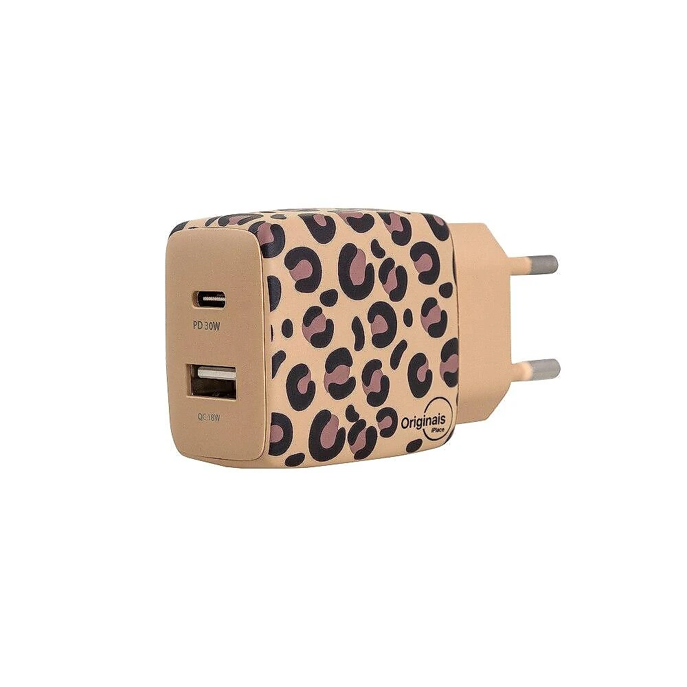 Kit Viagem Animal Print Onça USB-C 30W Originais iPlace com Carregador e Cabo