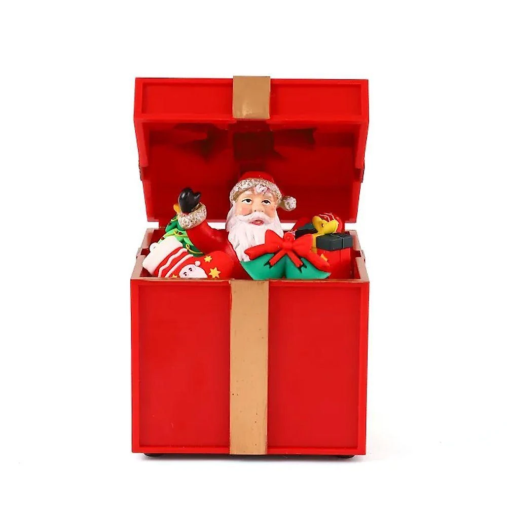 Caixa De Presente Natal Natalino Papai Noel Abre Fecha Led Som Musica Surpresa Decoraçao Festa Fim De Ano Comemoraçao