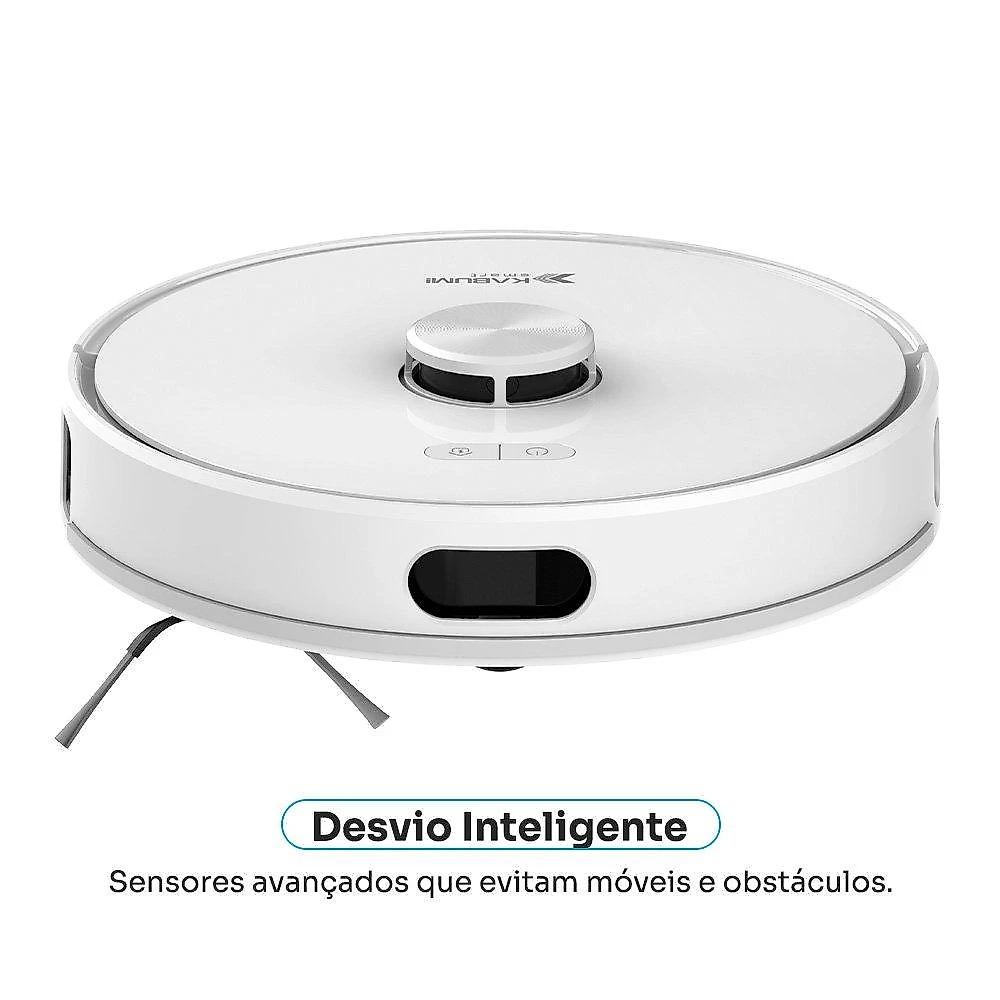 Robô Aspirador de Pó e Passa Pano KABUM! smart K1100 - Mapeia a Laser, 2 MOPs, até 10.000Pa, Alexa/Google, BT, 127v, Branco - KSAR110010BR