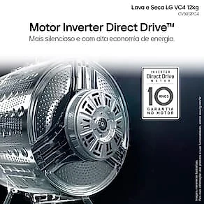 Lava e Seca LG 12Kg/7Kg Smart VC4 com Inteligência Artificial AI DD™ CV5012PC4 - Inox 110V