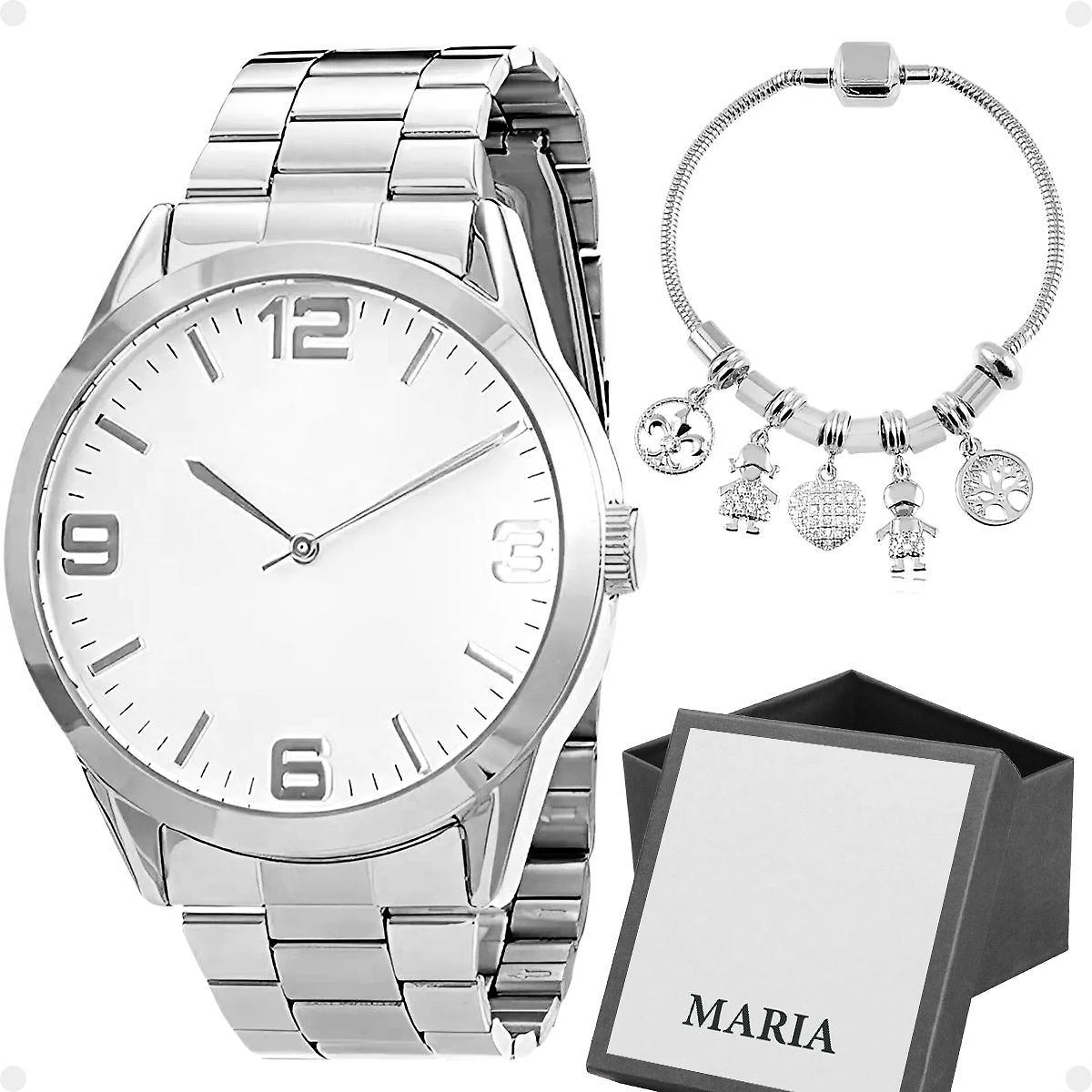 Miniatura Relógio Feminino Prata Aço Inox Prova Dágua + Caixa +