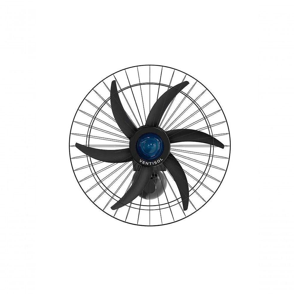 Ventilador de Parede Ventisol 230W 60cm 6 Pás Preto Azul Falcon Bivolt