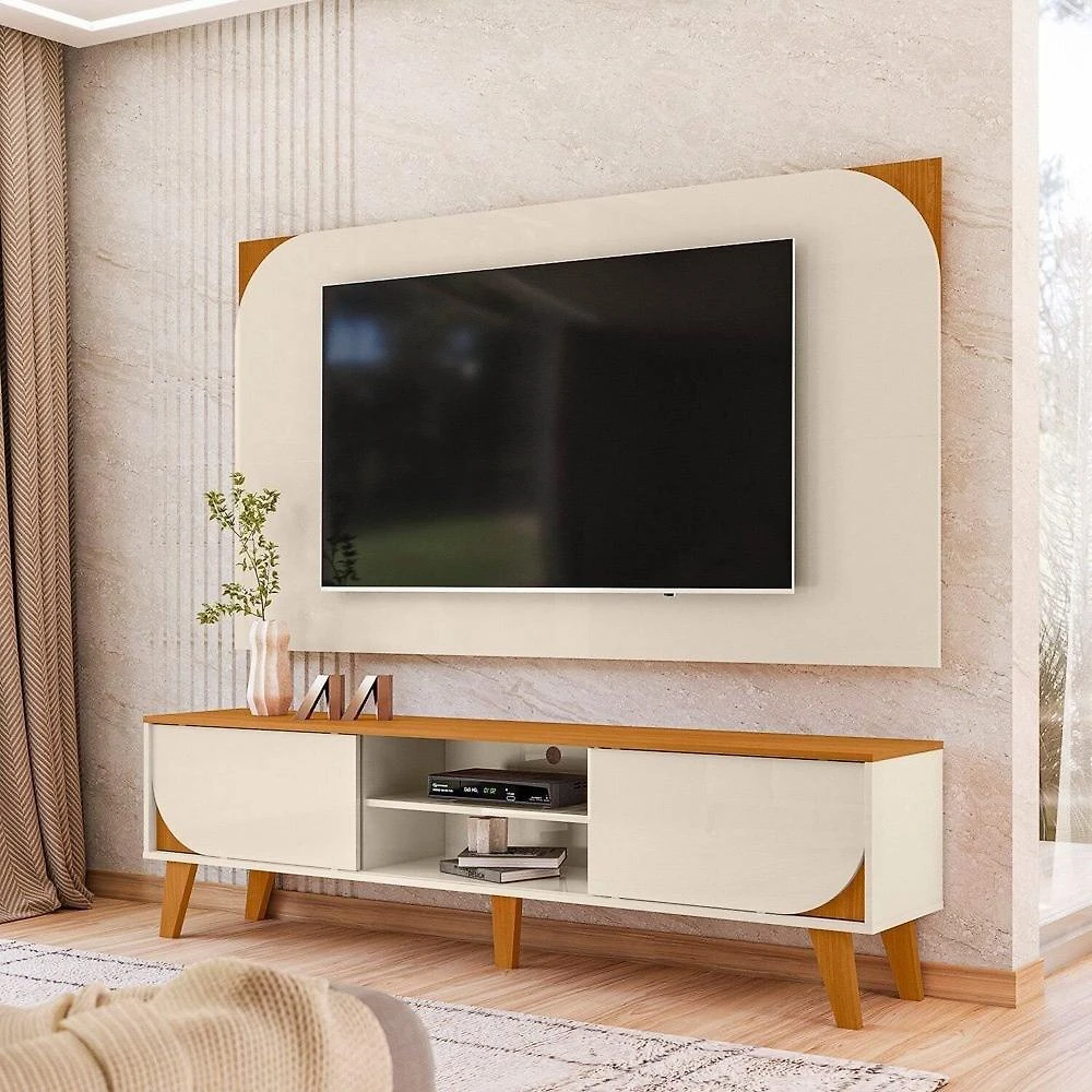 Rack com Painel para Tv 65 Polegadas Duna Cinamomo/Off White