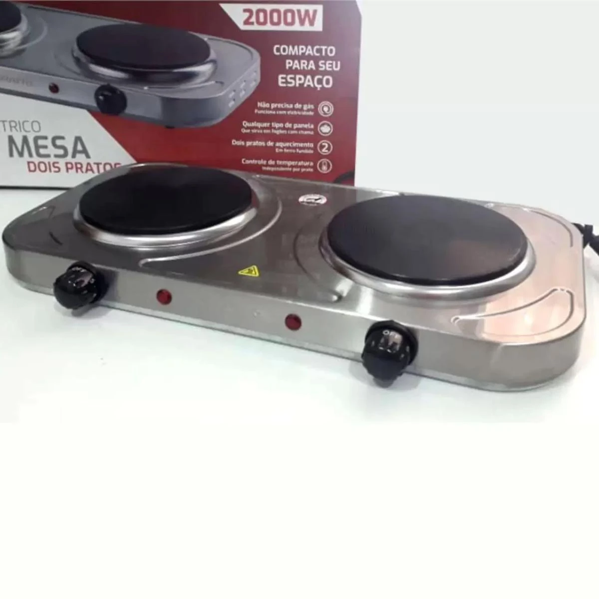 Miniatura Fogão Eletrico Cooktop Agratto 2 Duas Bocas Pratos 2000W