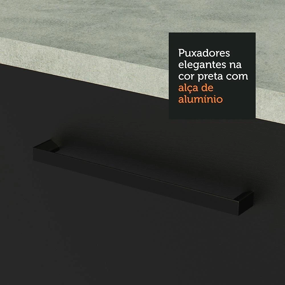 Armário Aéreo Multiuso 120cm 2 Portas Branco/preto Agata Madesa Branco/preto