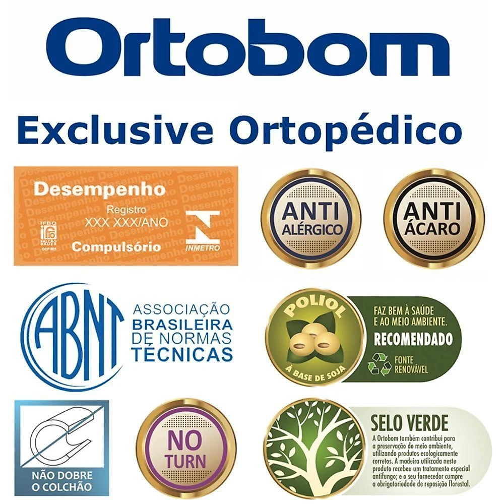 Colchão Solteiro Exclusive Ortopédico D28 Selado 88x188x27cm - Ortobom