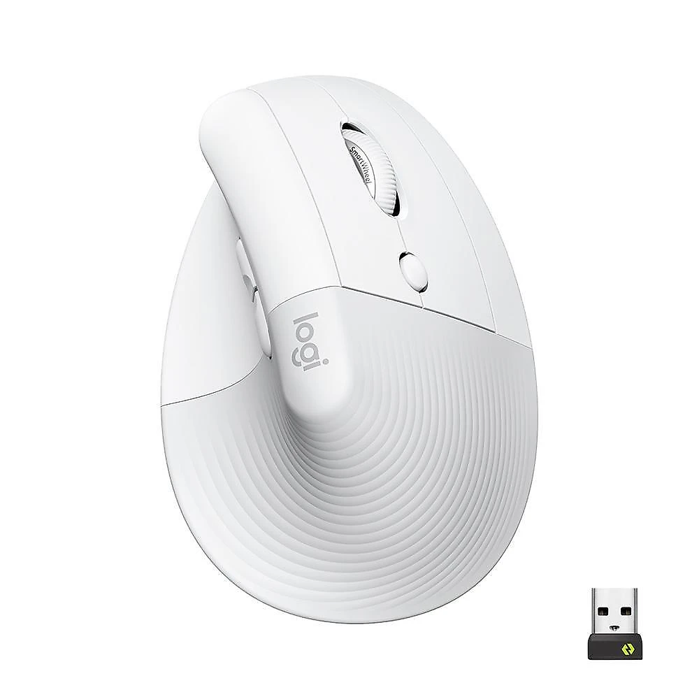 Mouse Sem Fio Logitech Lift, 4000 DPI, 6 Botões, Bluetooth, Ergonômico, USB, Branco - 910-006469