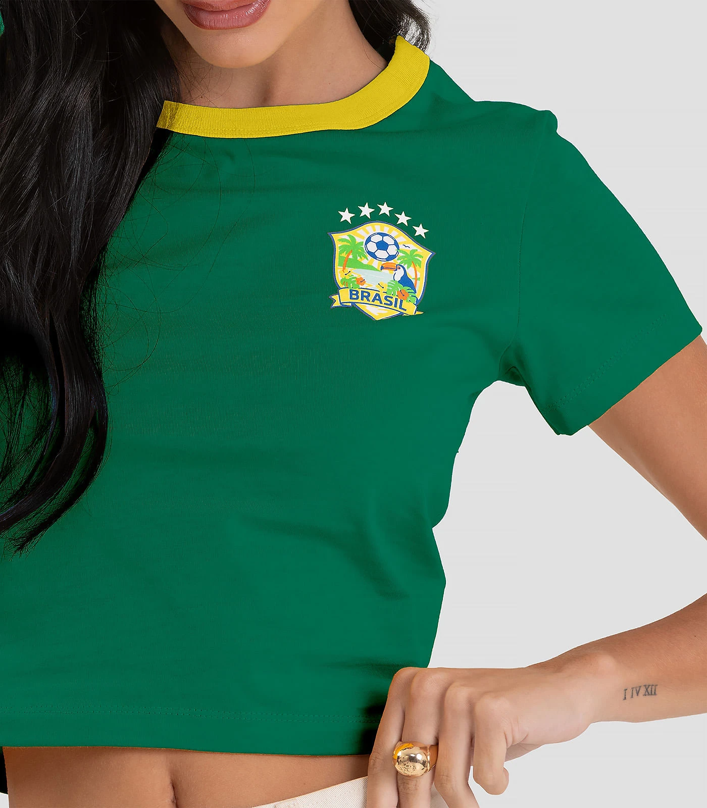 Miniatura Blusa Feminina em Cotton Leve Brasil Dianna Verde G