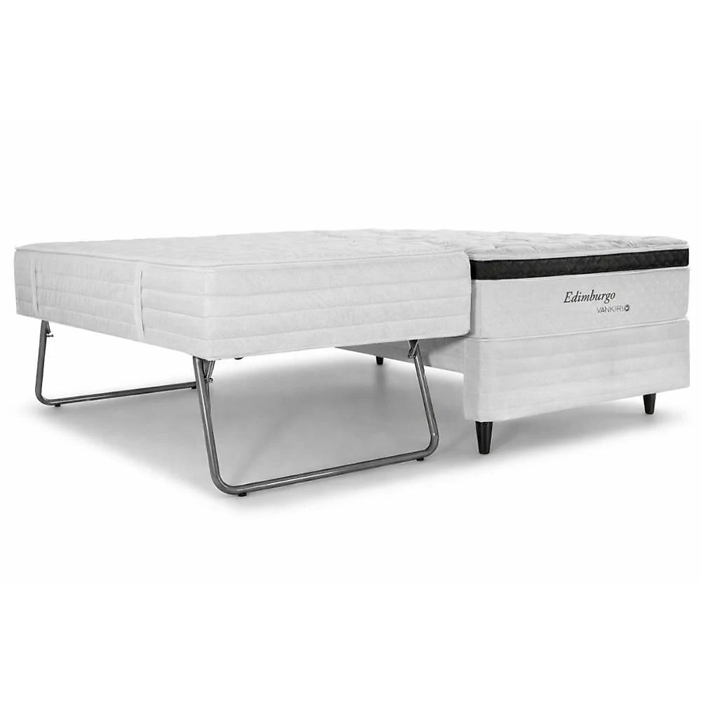 Cama Box com Colchão Solteiro MH1400 Molas Bonnel Pillow Top Branco Herval 88CM