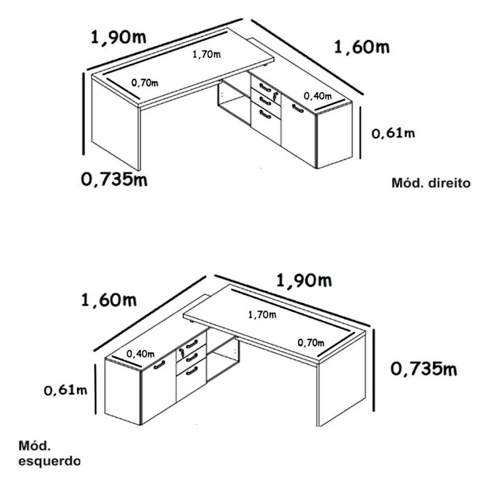 Miniatura Mesa Em L Web40 1,90 X 1,60 40mm Com Armário - Marsala/preto