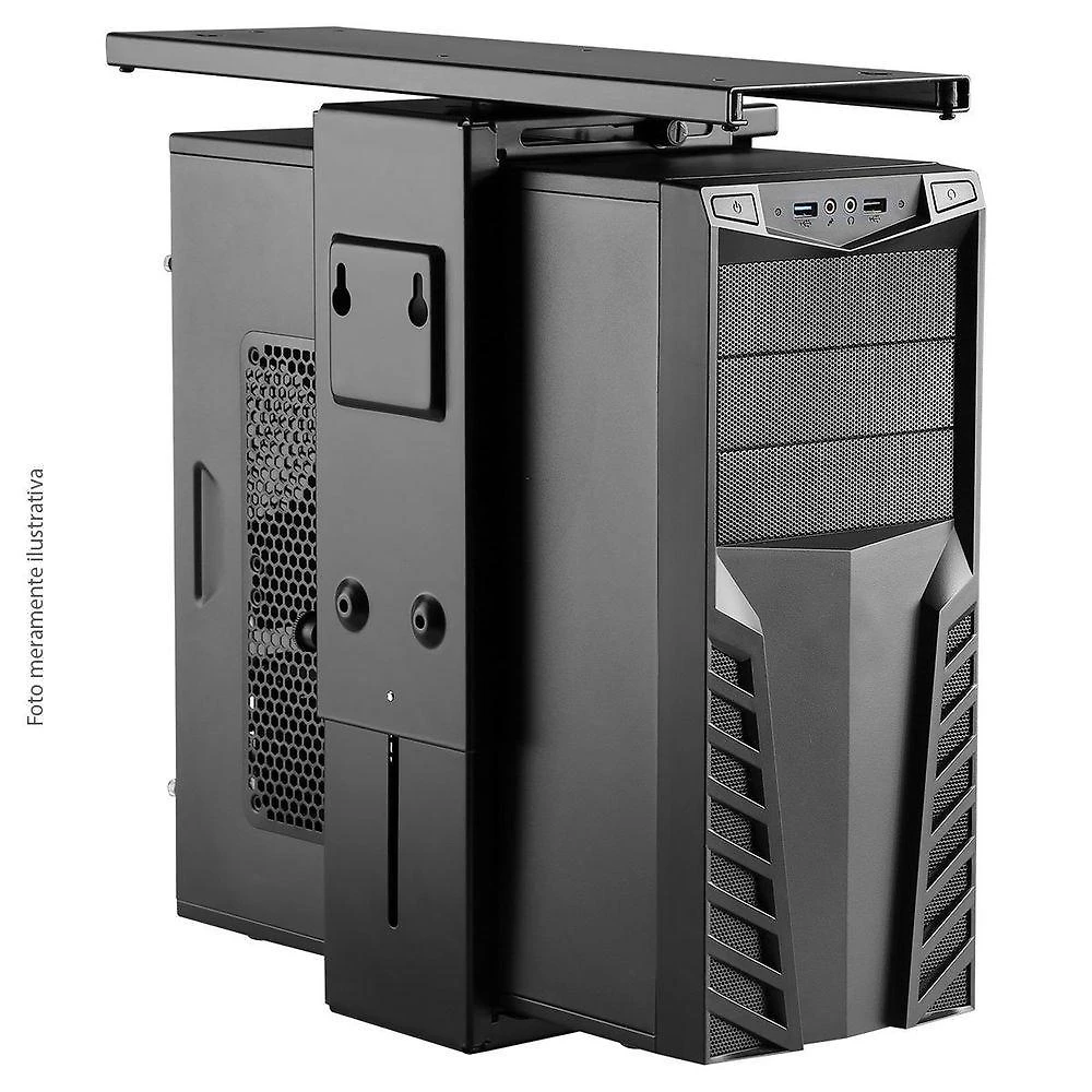 Suporte para Gabinete CPU PLMSC03 com Rotação 360 graus  e Ajuste de Altura 300-533mm Preto Pcyes