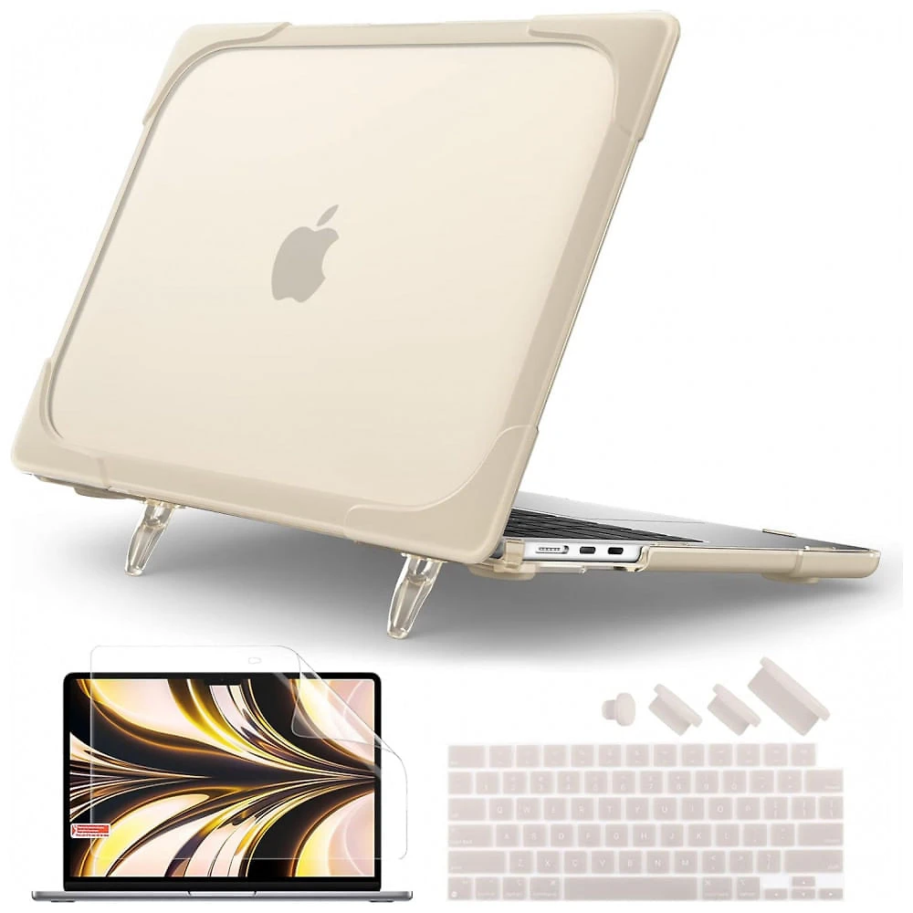 Capa Rígida Batianda MacBook Air 13,6" Cáqui – Modelos A2681, A3113, A3240 com Suporte Dobrável e Proteção Completa