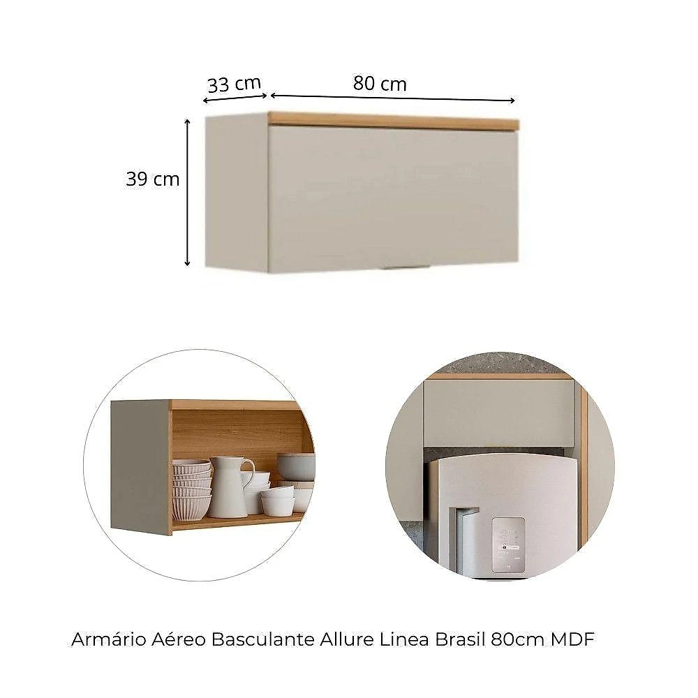Cozinha Modulada Allure Linea Brasil 6 Peças Mdf A01m5 Jequitiba/gris Fosco