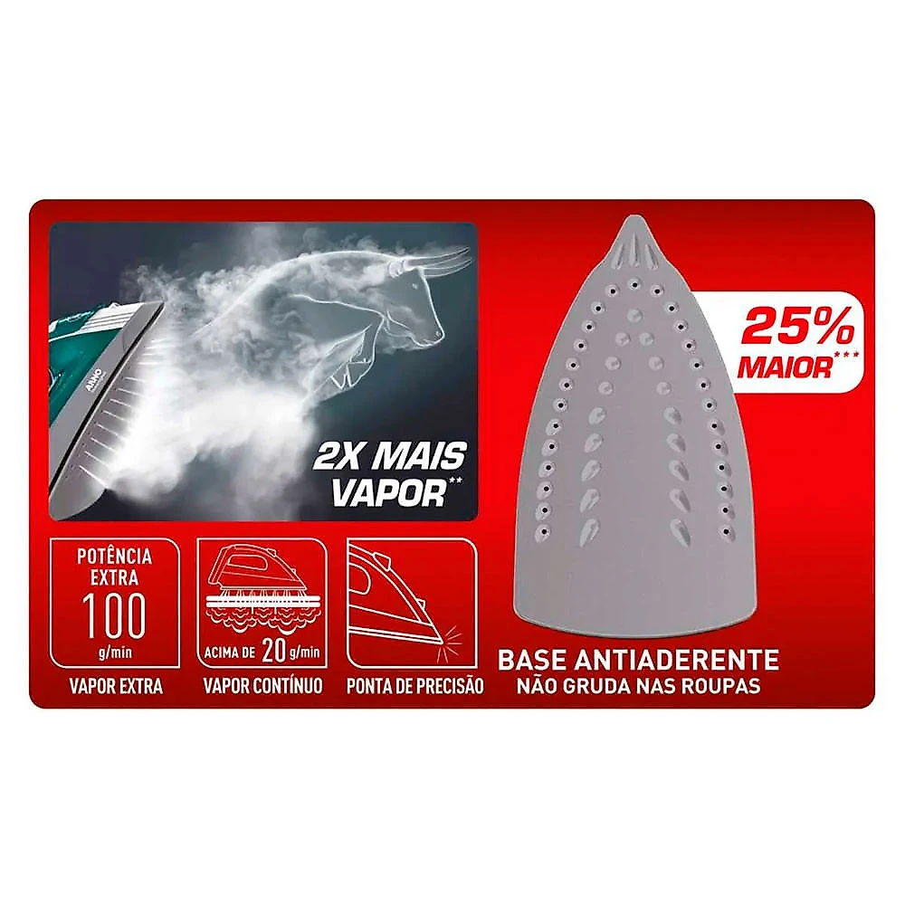 Ferro de Passar a Vapor ARNO/FV1920B3 Vapor 1200w Azul - 110V