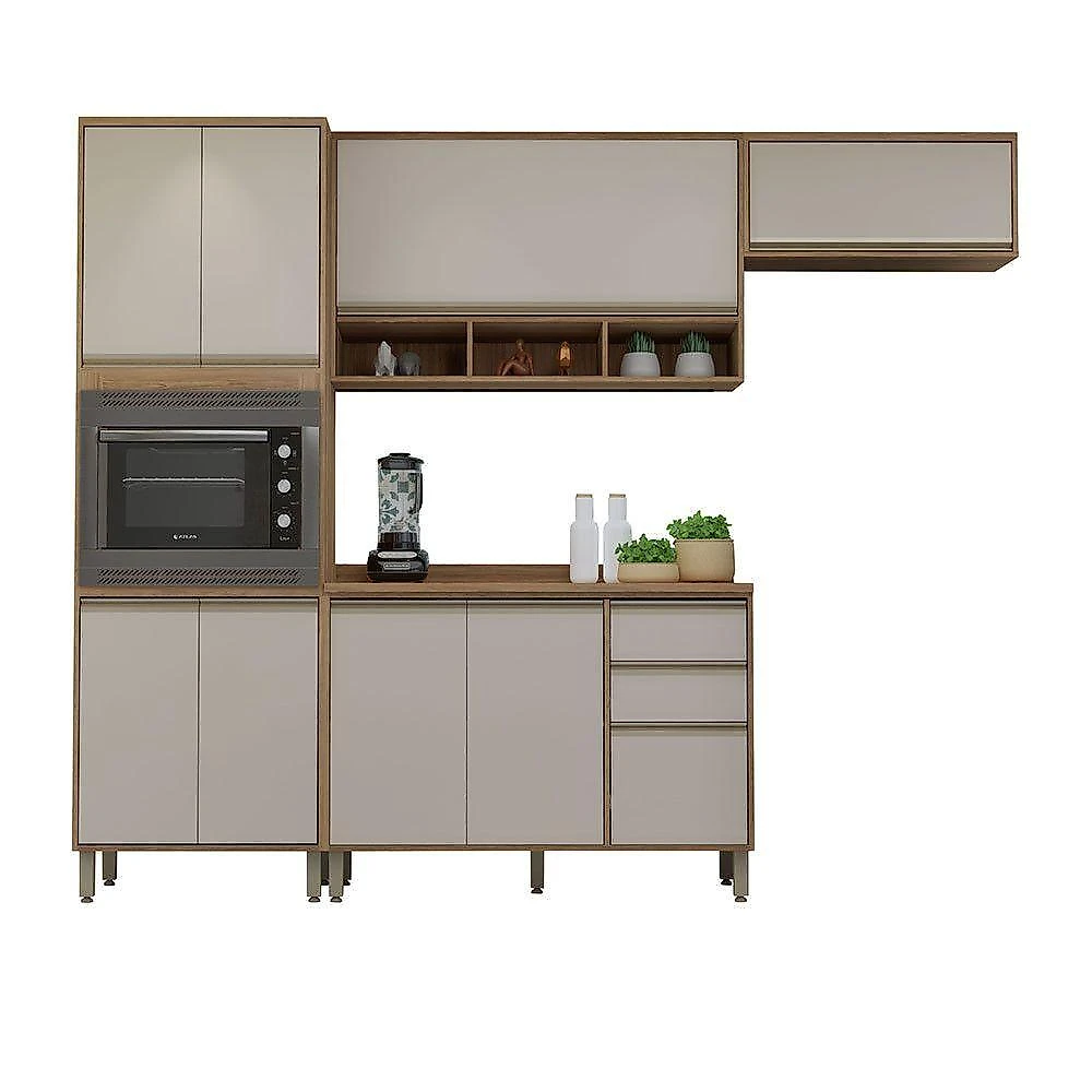 Cozinha Completa 4 Pçs Espaço Micro-ondas E Tampo 270cm Lari Vanilla-connect