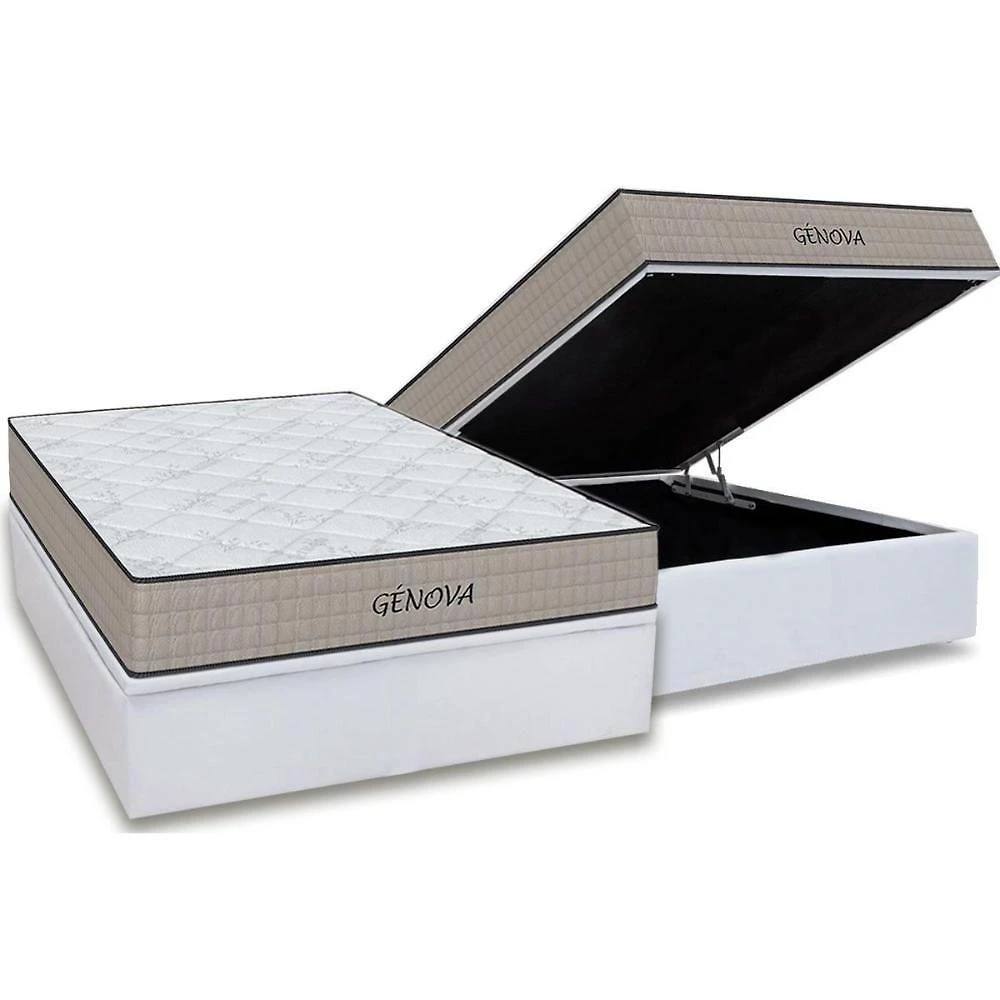 Conjunto Box Baú Casal: Colchão Espuma Orthoflex D45 Genova + Base Crc Courano White(138x188)