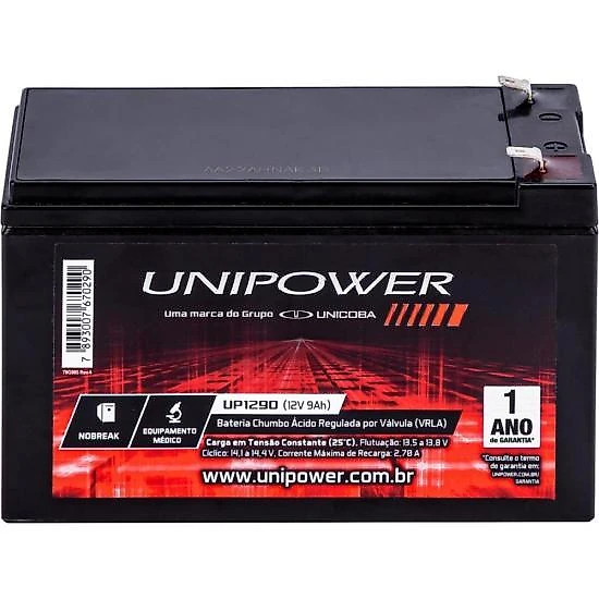 Bateria estacionária selada 12v 9ah vrla up1290 unipower