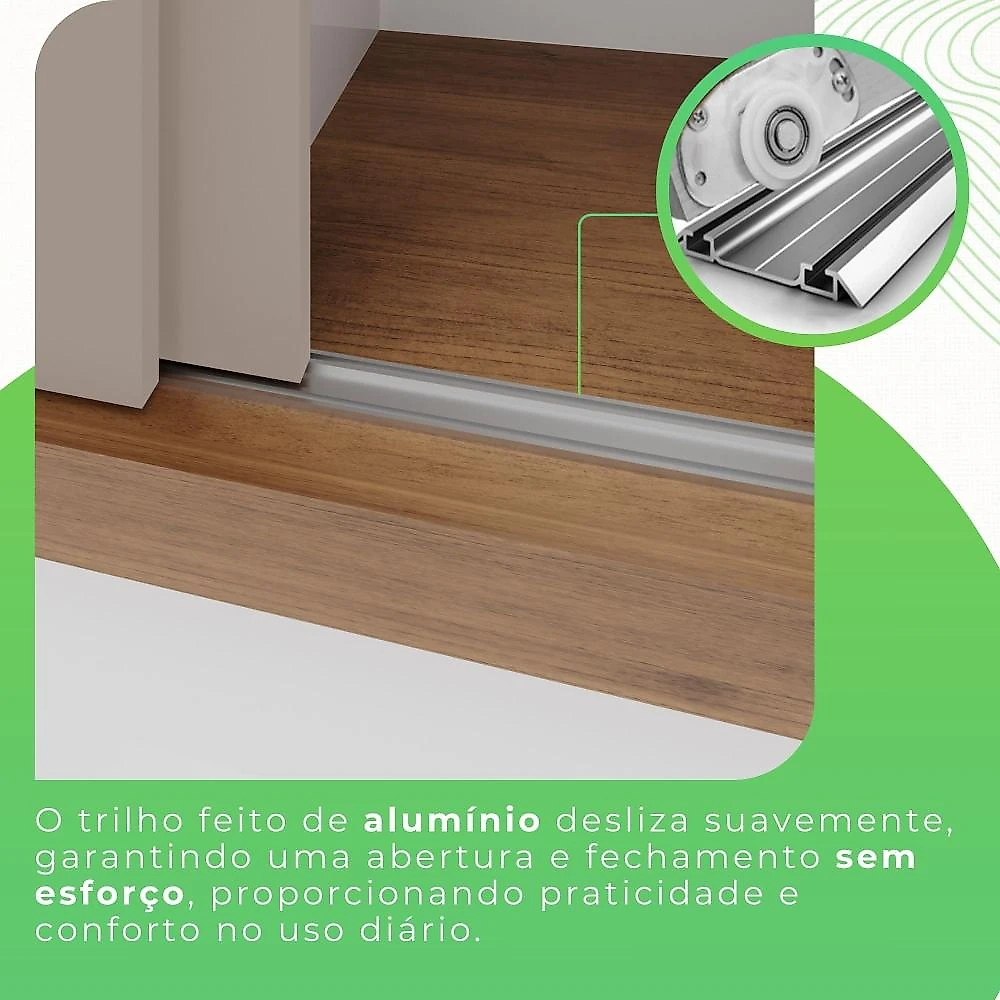 Guarda Roupa Solteiro com Espelho 2 Portas 2 Gavetas Costa Rica Sallêto Móveis Cinamomo/Off-White